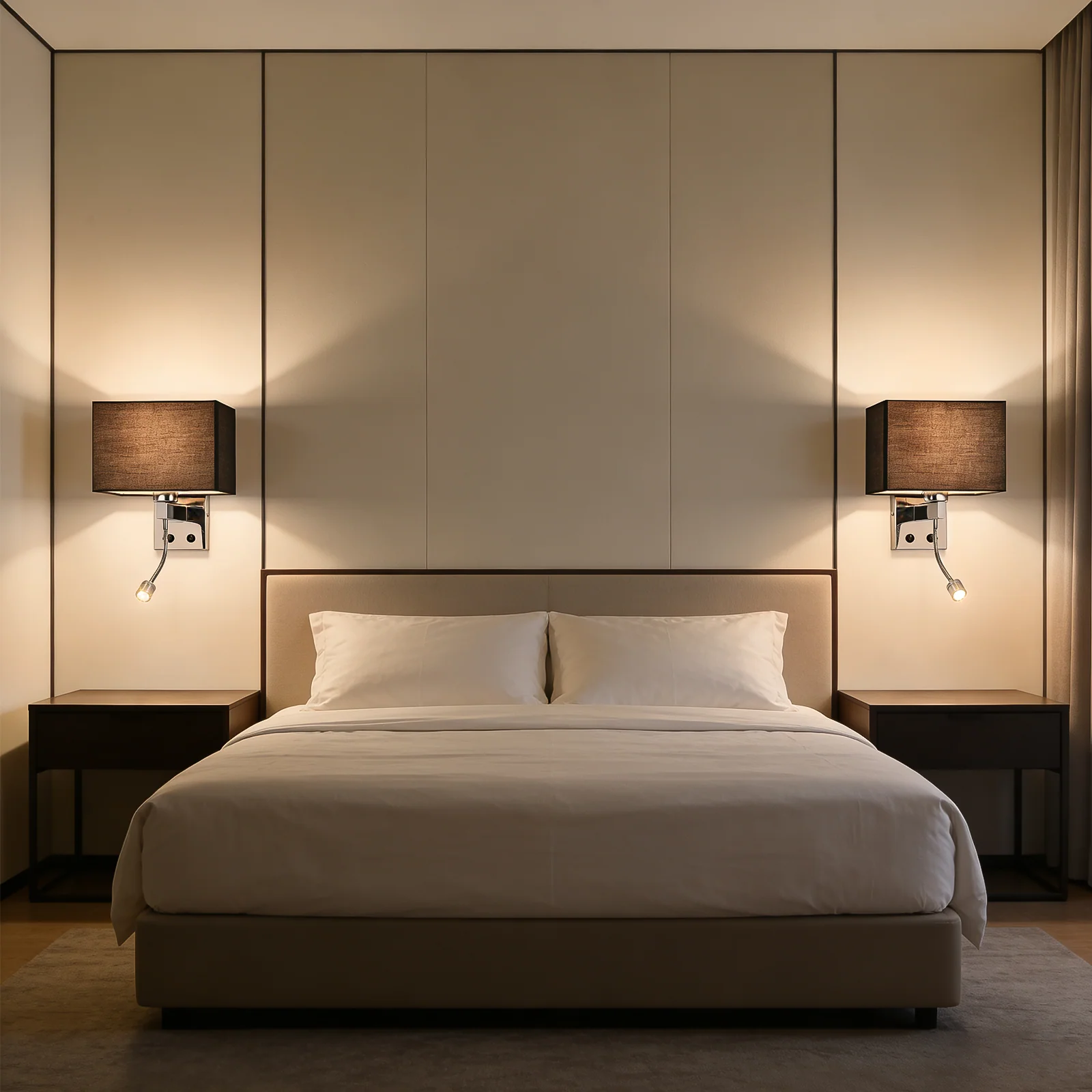 ZMH Wandlampe Schwarz Stoffschirm Modern Design E27 Wandleuchte mit LED Leselampe für Flur Bett - Image 3