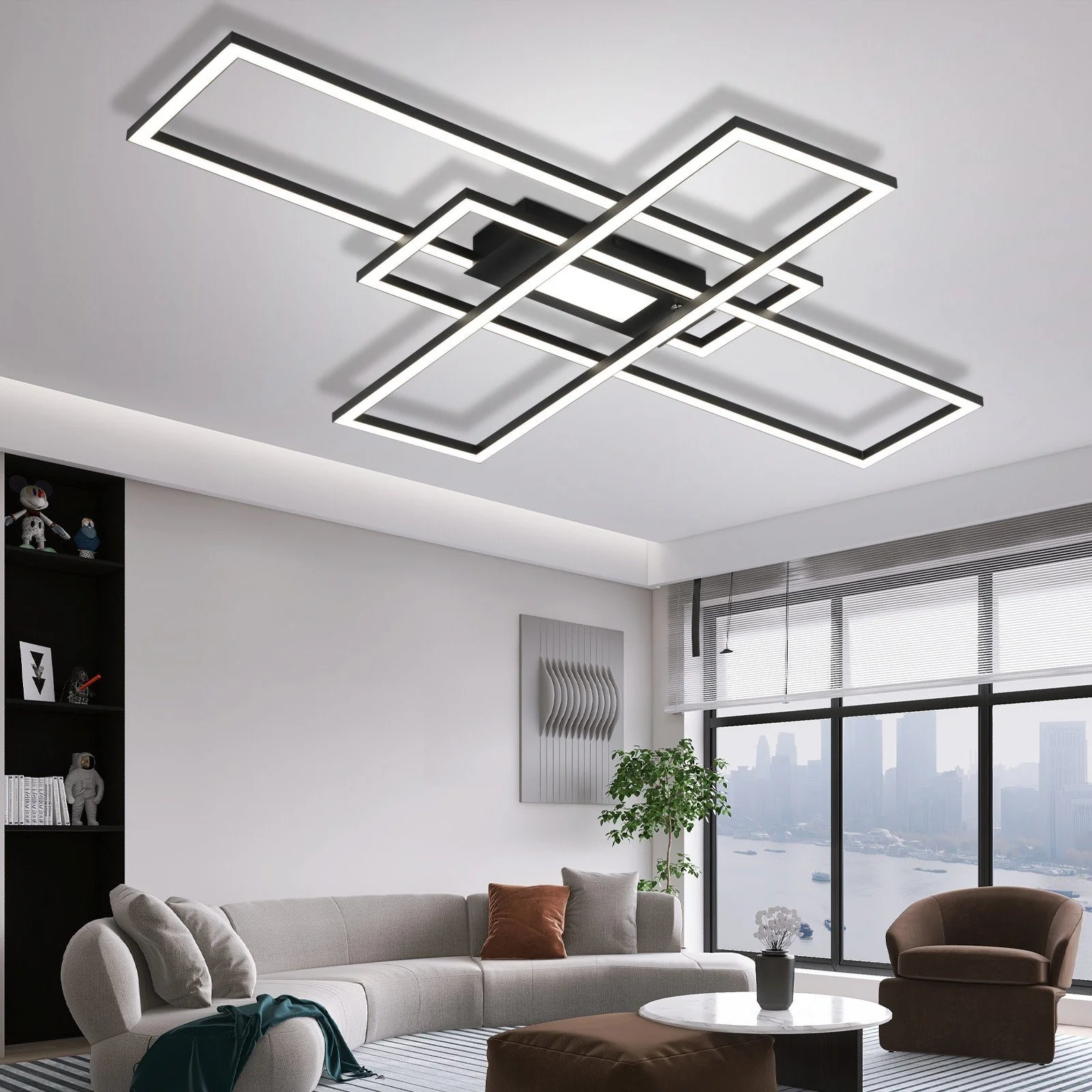 ZMH Wohnzimmer LED Deckenleuchte 50w 3 Rahmen Deckenleuchte mit Fernbedienung Modern Flur - Image 17
