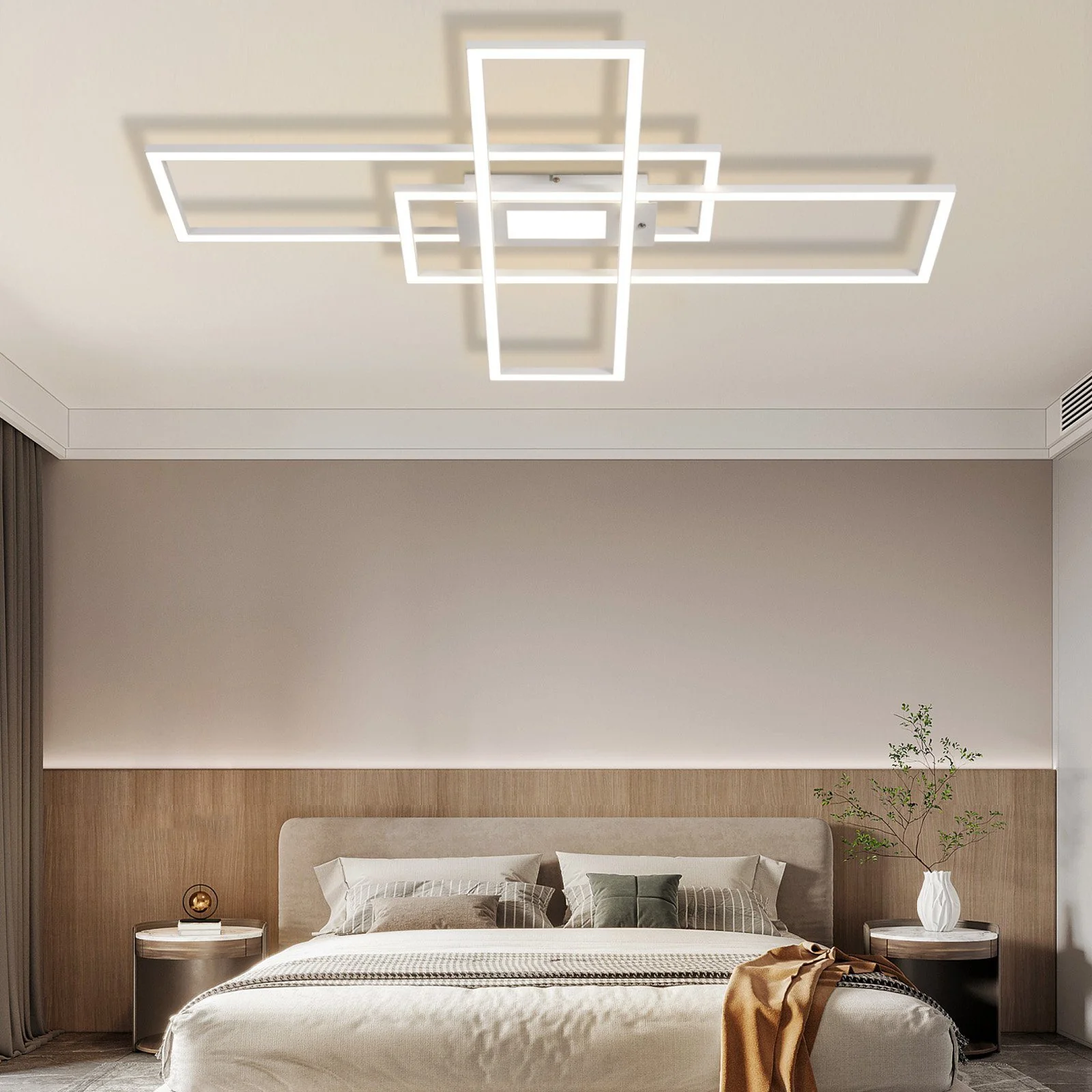 ZMH Wohnzimmer LED Deckenleuchte 50w 3 Rahmen Deckenleuchte mit Fernbedienung Modern Flur - Image 8