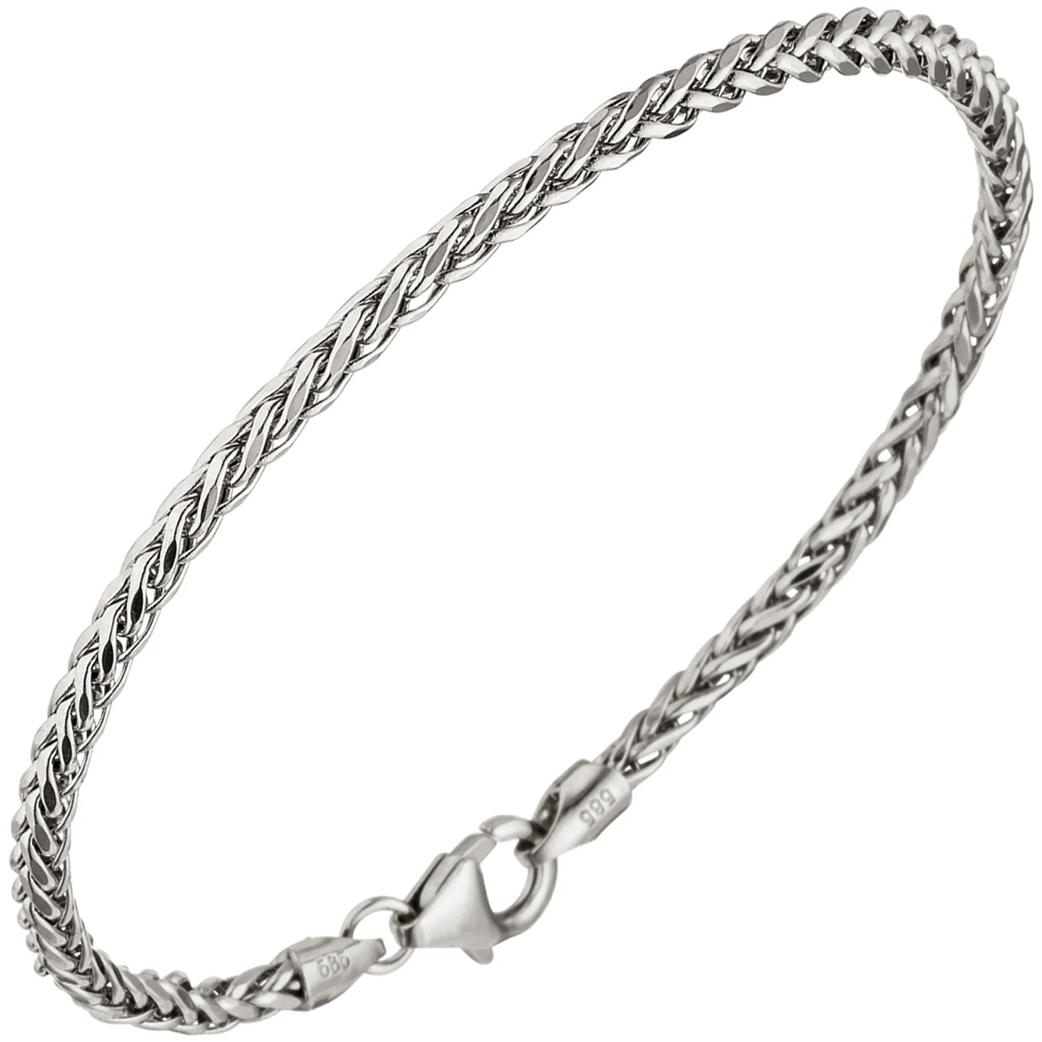 Zopfarmband 585 Gold Weißgold 19 cm Armband Karabiner Weißgoldarmband