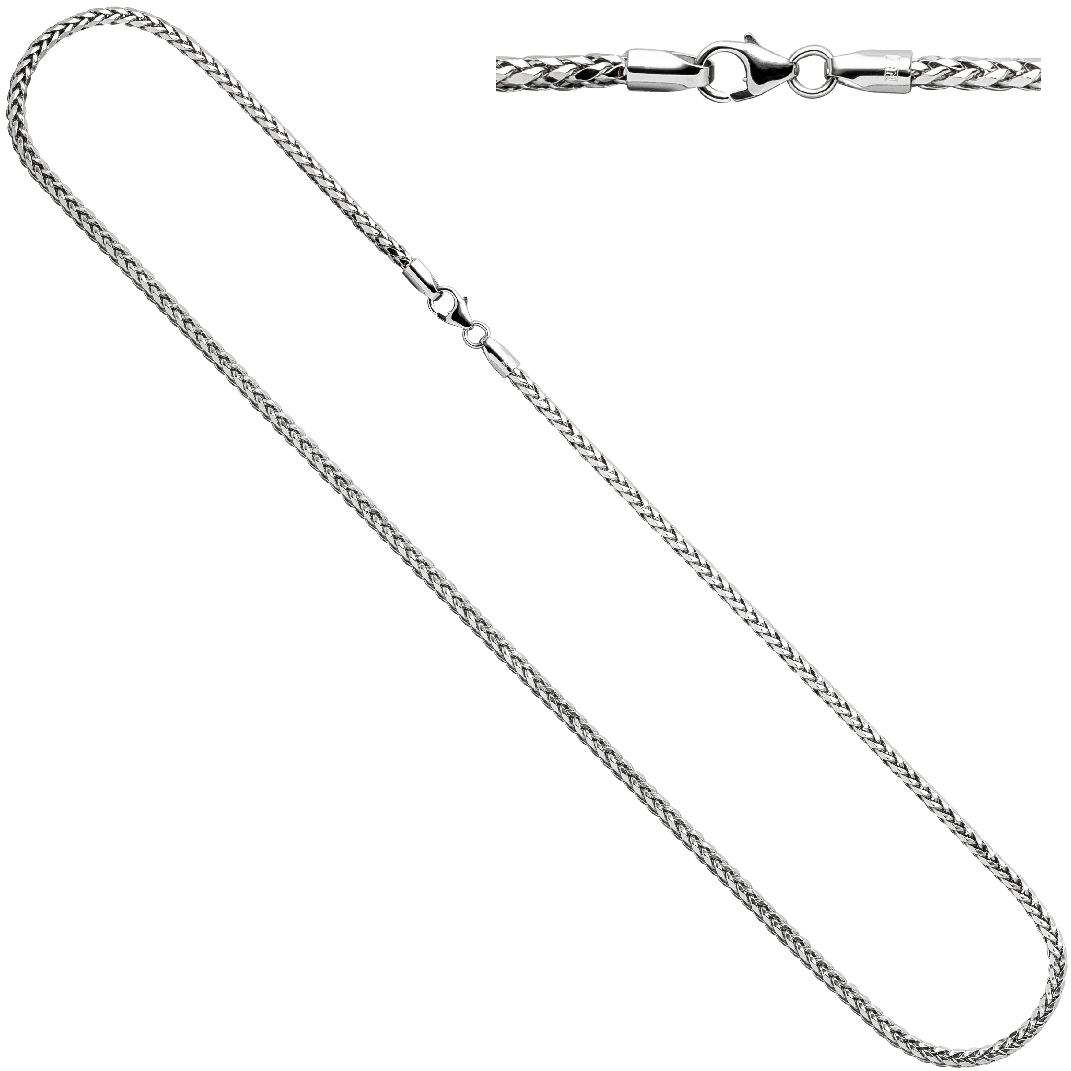 Zopfkette 585 Weißgold 2,6 mm 45 cm Gold Kette Goldkette Weißgoldkette Halskette